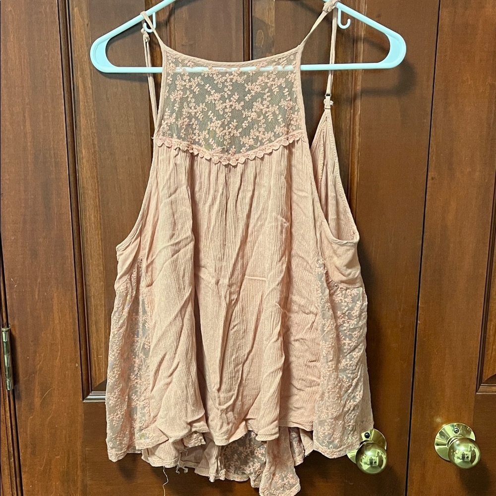 Taylor  & Sage Lace Detail Pink Sleeveless Top